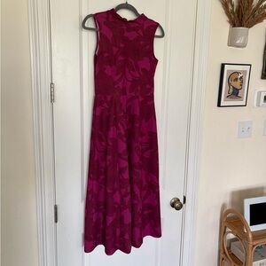 MELLODAY Magenta Sleeveless A-line Midi Dress